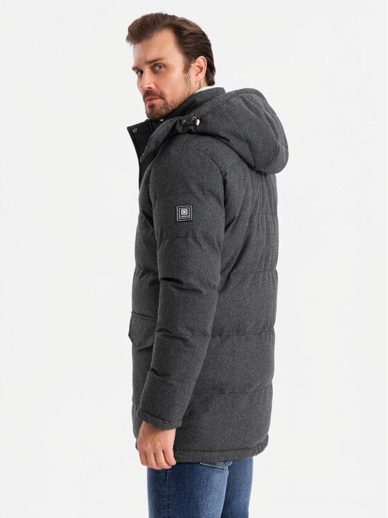 Ombre Ombre Parka OM-JALJ-0217 Czarny Regular Fit