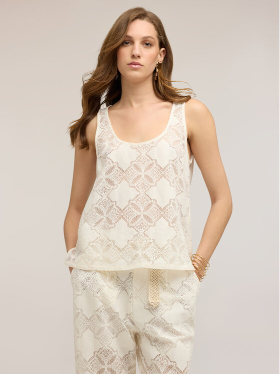 Motivi Motivi Top D109Q000631N011 Bianco Boxy Fit