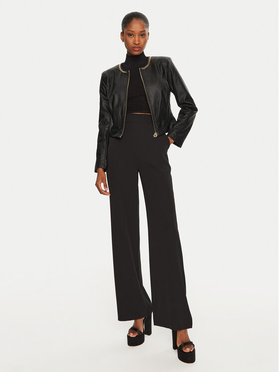 Rinascimento Rinascimento Μπουφάν από απομίμηση δέρματος CFC0120353003 Μαύρο Regular Fit