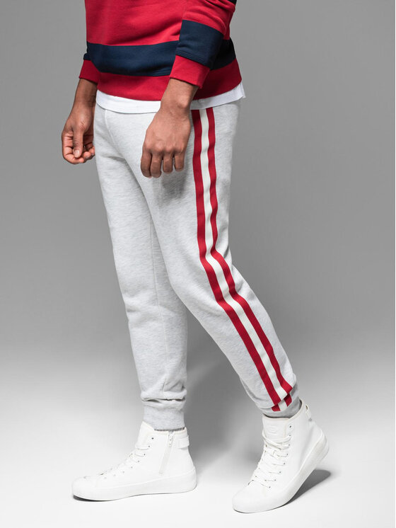 Ombre Ombre Spodnie dresowe OM-PASK-0258 Szary Regular Fit