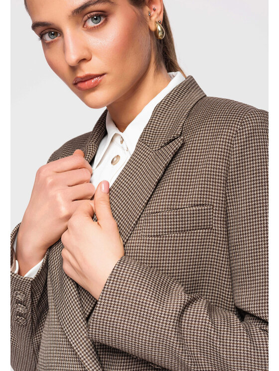 Ombre Ombre Marynarka OW-BLZB-0111 Brązowy Slim Fit