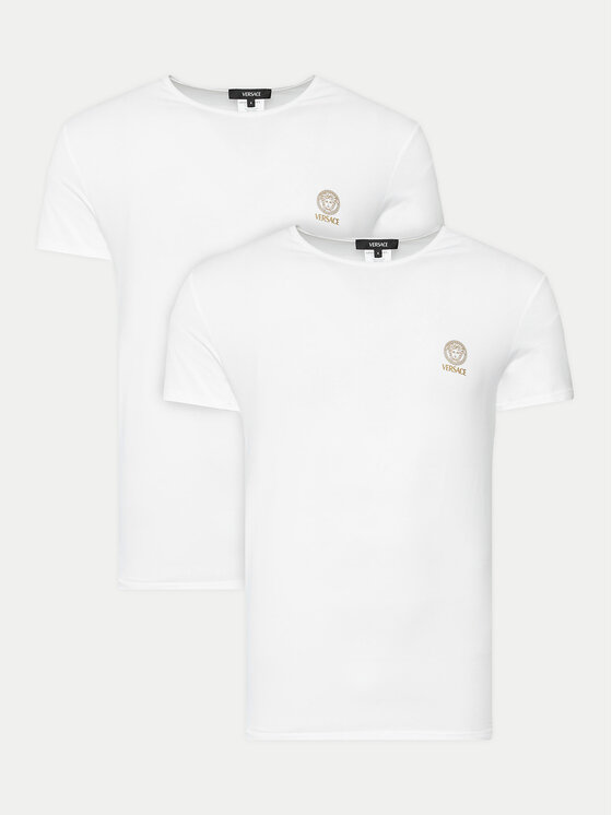 Versace 2-dielna súprava tričiek AU10193 1A10011 Biela Slim Fit