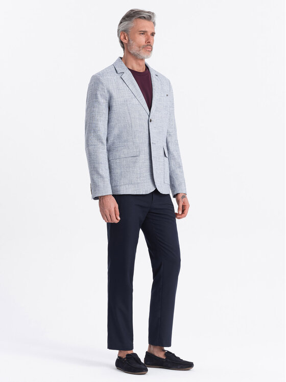 Ombre Ombre Marynarka OM-BLZB-0128 Niebieski Regular Fit