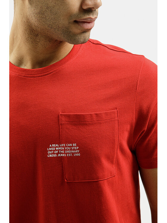 Cross Jeans Cross Jeans T-Shirt 16059-007 Czerwony Regular Fit
