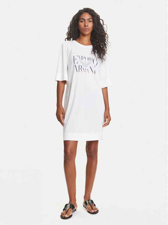 Emporio Armani Emporio Armani Vsakodnevna obleka EW000618 AF12187 U1131 Bela Loose Fit