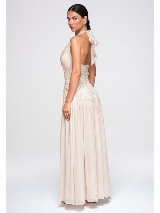 Ombre Ombre Sukienka wieczorowa LA-OM-DLR414 Kremowy Regular Fit