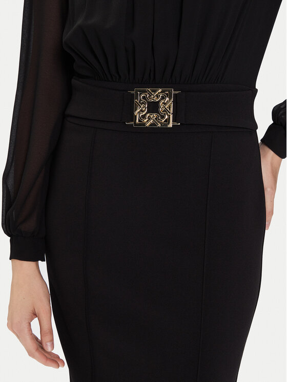 Rinascimento Rinascimento Koktejlové šaty CFC0126210003 Čierna Slim Fit