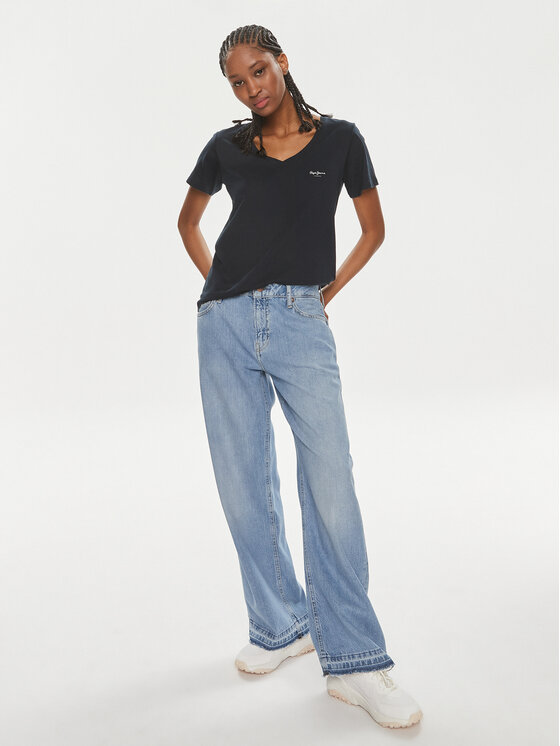 Pepe Jeans Pepe Jeans Póló Lorette V Neck PL505826 Sötétkék Regular Fit