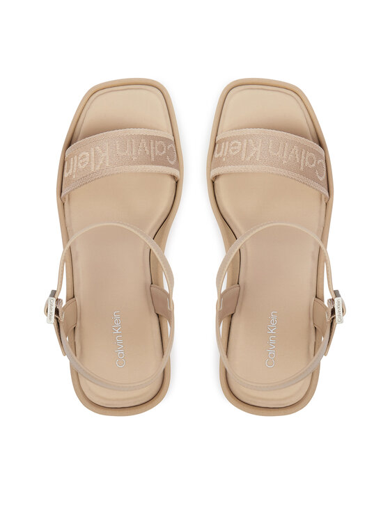 Calvin Klein Calvin Klein Sandały Wedge 70 Sndl Webbing Lth HW0HW02882 Beżowy