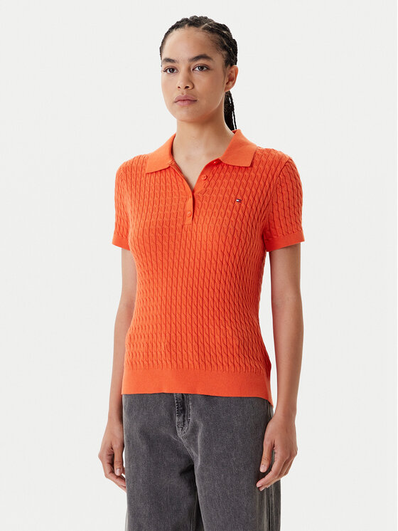 Tommy Hilfiger Tricou polo Fine WW0WW41474 Portocaliu Regular Fit