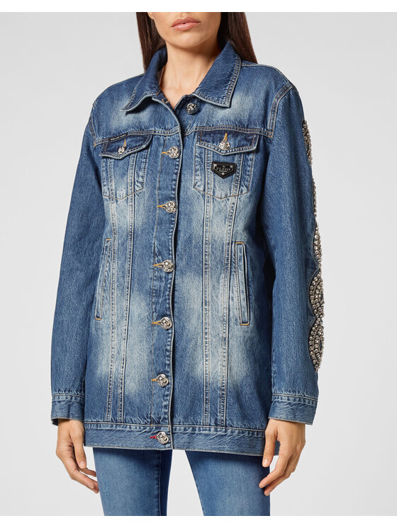 PHILIPP PLEIN PHILIPP PLEIN Kurtka jeansowa 2891 Błękitny Regular Fit