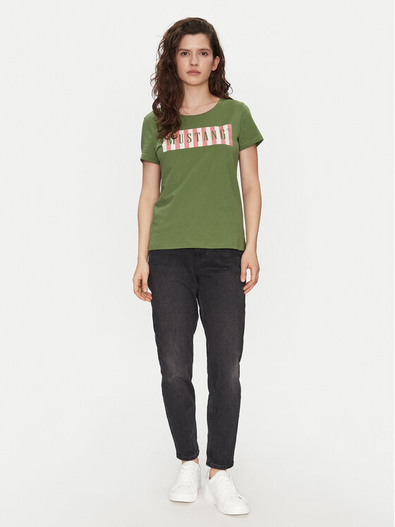 Mustang Mustang T-Shirt Alma 1016138 Grün Regular Fit