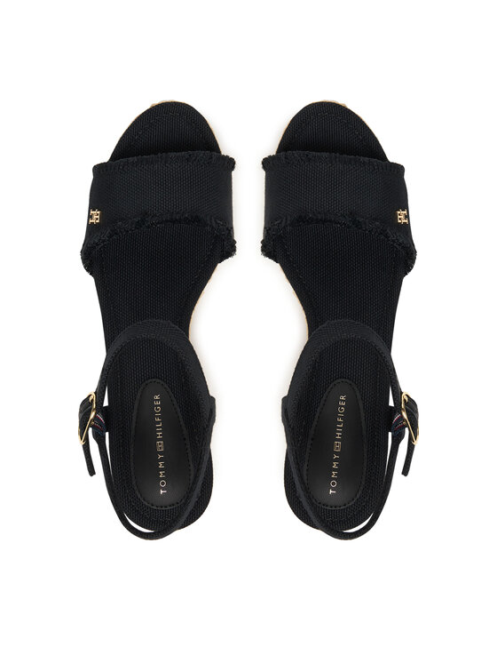 Tommy Hilfiger Tommy Hilfiger Szandál Mid Woven Wedge Espad Fringe FW0FW09470 Fekete