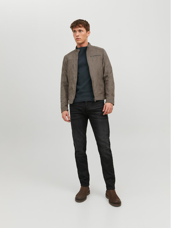Jack&Jones Jack&Jones Geacă din imitație de piele Rocky 12147218 Gri Regular Fit