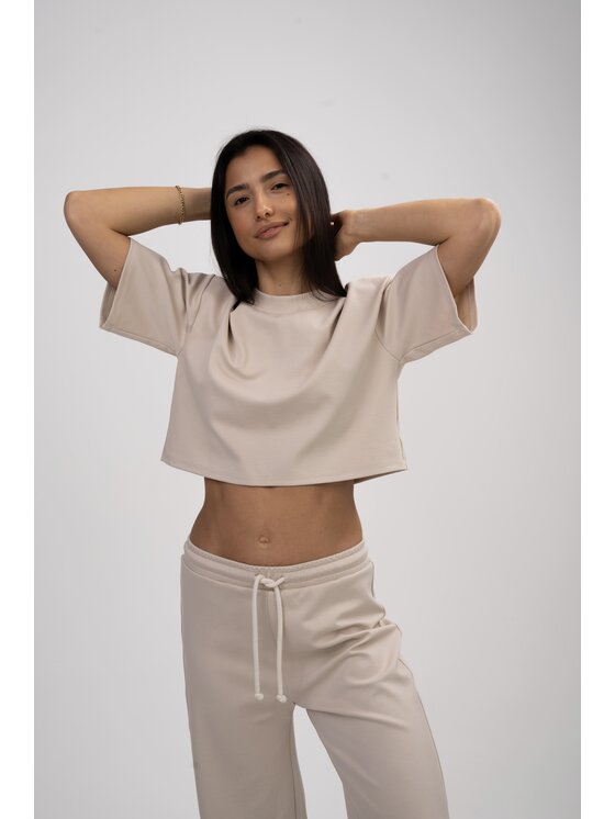 MAI MAI T-Shirt AURA Beżowy Oversize