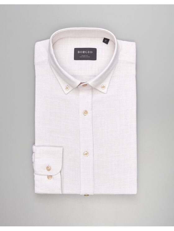 Borgio Borgio Koszula limido_00559 Beżowy Slim Fit