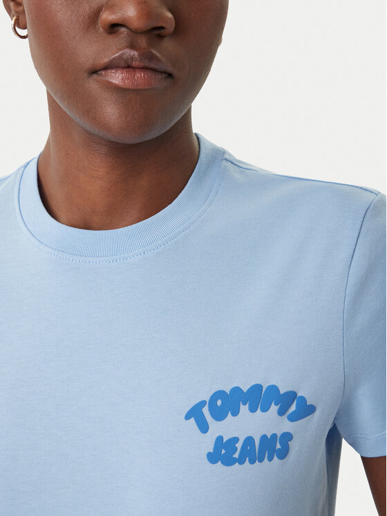 Tommy Jeans Tommy Jeans T-krekls Bubble Logo DW0DW22310 Gaiši zils Regular Fit