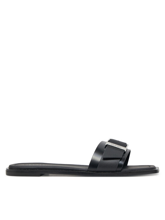Calvin Klein Calvin Klein Klapki Flat Slide W/Buckle - Lth HW0HW02490 Czarny