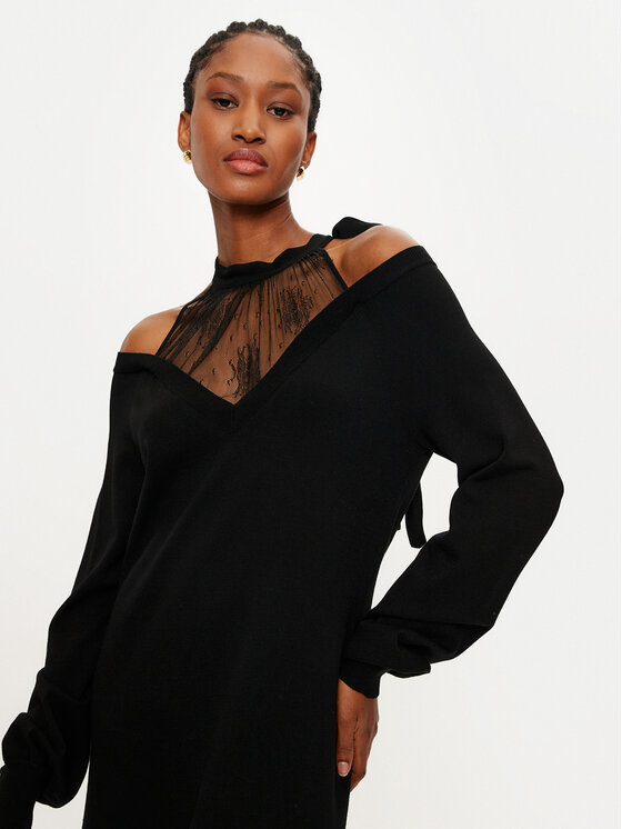 TWINSET TWINSET Trikotažinė suknelė 242TP3020 Juoda Relaxed Fit