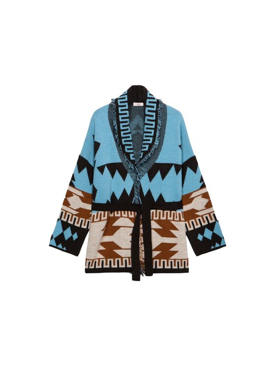 Oltre Oltre Cardigan M188E002136N0Z4 Turchese Regular Fit