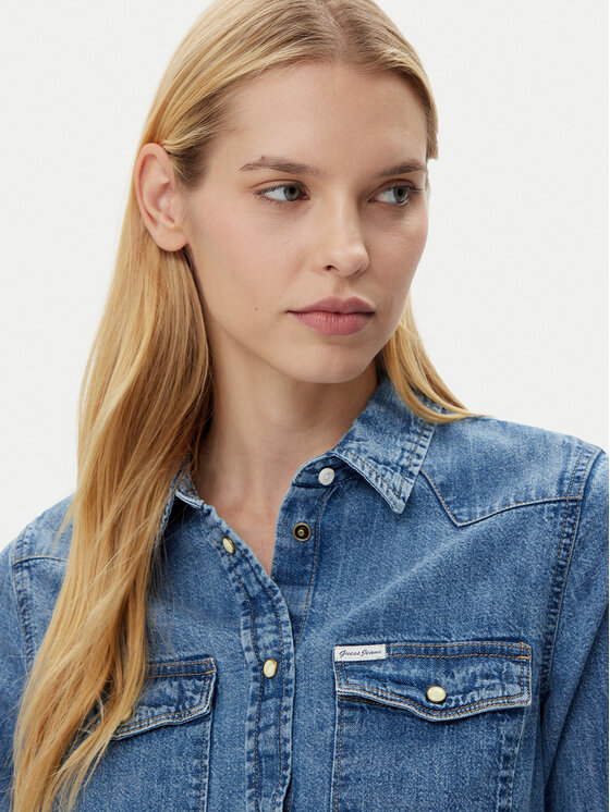 Guess Jeans Guess Jeans Marškiniai W5RH35 D5M81 Mėlyna Regular Fit