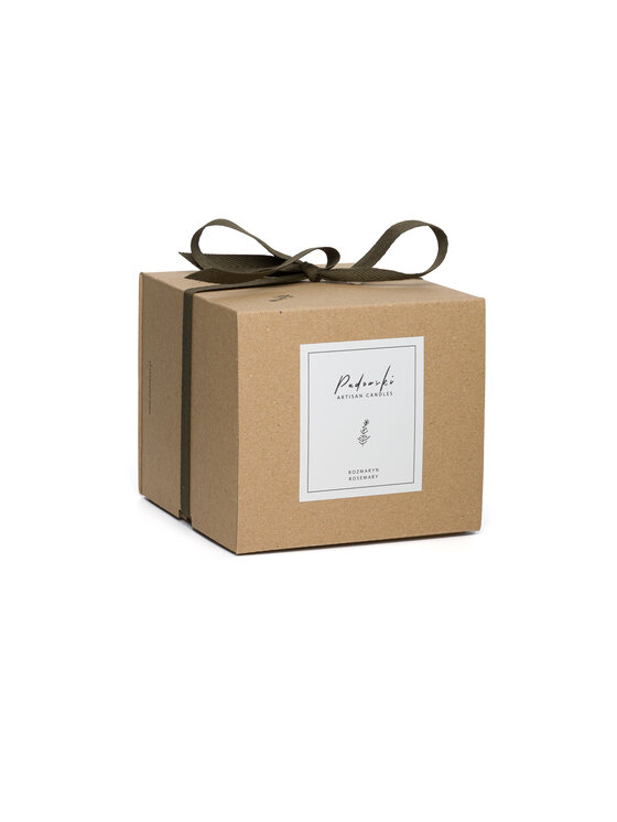 Padowski Artisan Candles Padowski Artisan Candles Świeca zapachowa ROZMARYN - ŚWIECA SOJOWA W CIEMNO ZIELONYM SZKLE Zielony