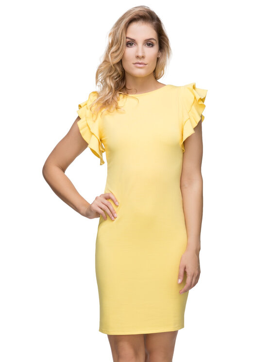 Tessita Tessita Sukienka elegancka T165 Żółty Straight Fit