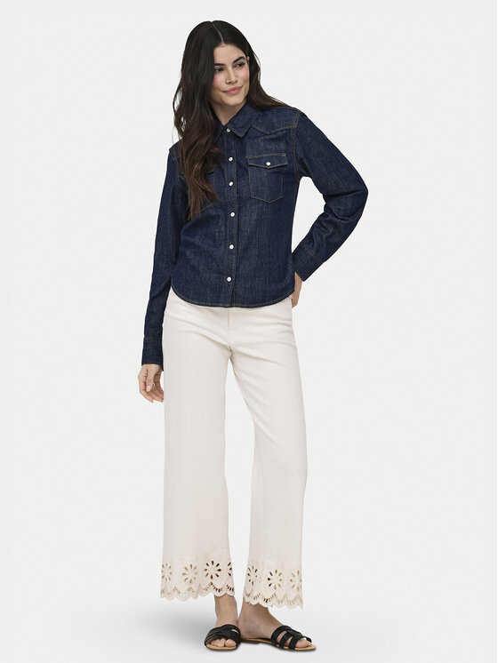 ONLY ONLY Jeansy Madison 15372378 Kremowy Straight Leg