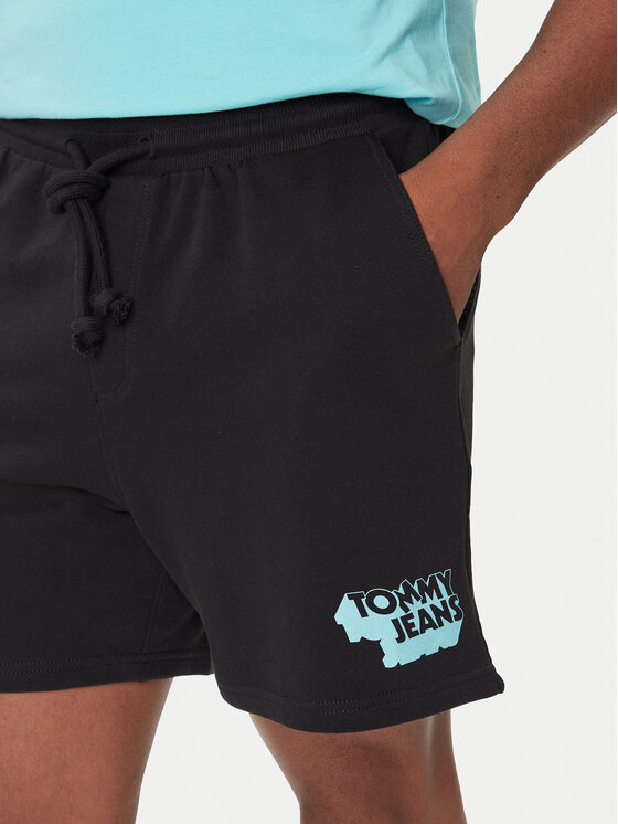 Tommy Jeans Tommy Jeans Sport rövidnadrág Stack Logo DM0DM21803 Fekete Relaxed Fit