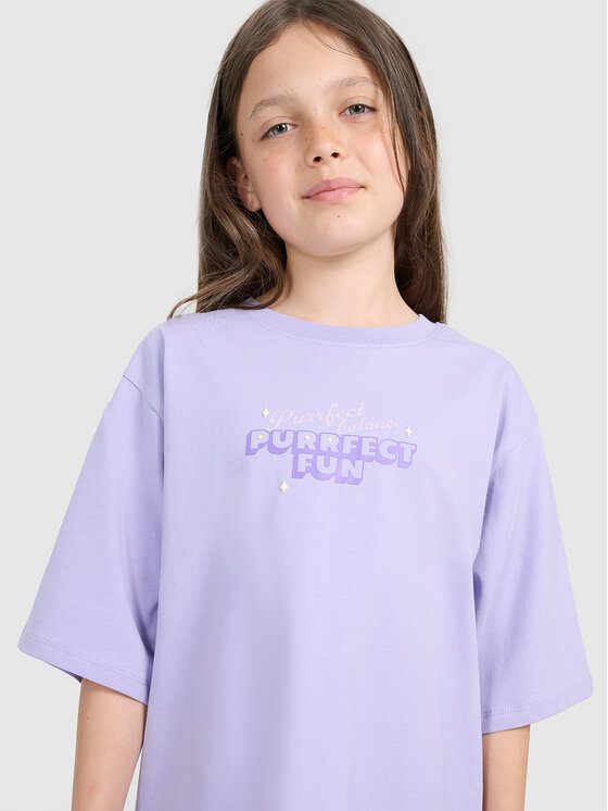 4F 4F T-Shirt KITTY JOGA Fioletowy jasny Oversize