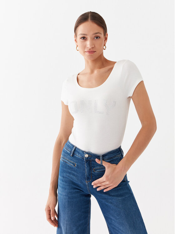 ONLY Tričko 15316416 Biela Slim Fit