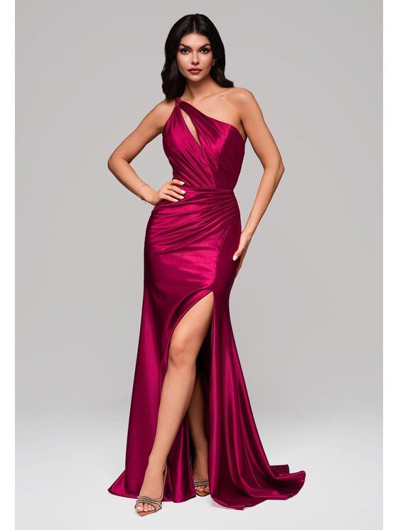 Ombre Ombre Sukienka wieczorowa LA-OM-DLR143 Bordowy Regular Fit