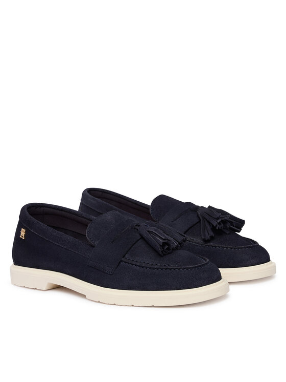 Tommy Hilfiger Tommy Hilfiger Mokasíny Light Suede Tassel Loafer FW0FW09285 Tmavomodrá