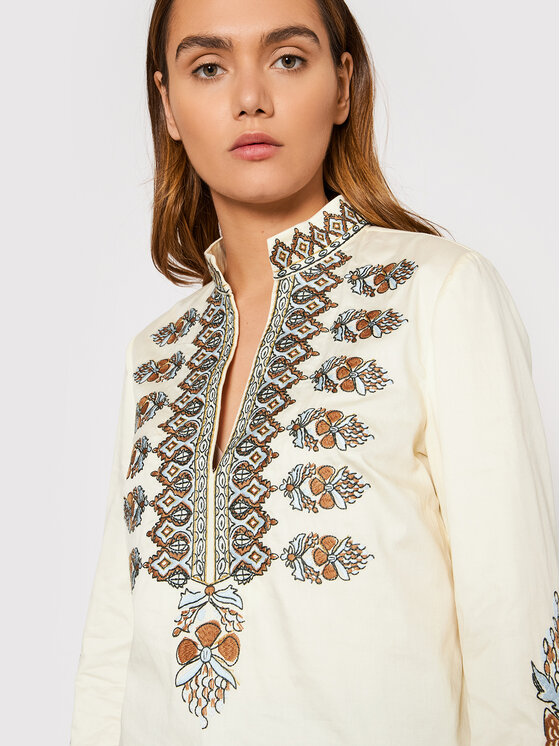 Tory Burch Tory Burch Tunika Embroidered 87518 Beżowy Relaxed Fit