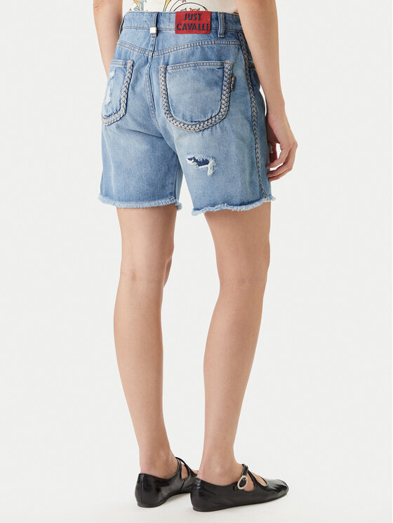 Just Cavalli Just Cavalli Džinsiniai šortai 80PAD5S5 CDWCD Tamsiai mėlyna Loose Fit