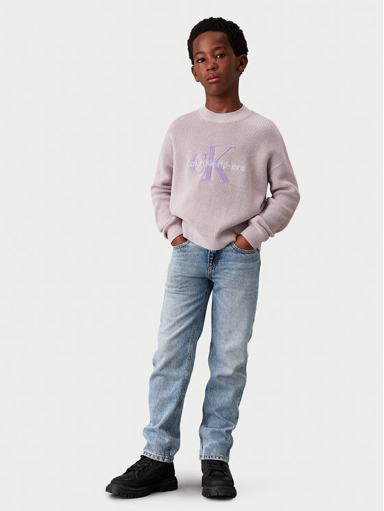 Calvin Klein Jeans Calvin Klein Jeans Sweter Towelling Ck IB0IB02219 Szary Regular Fit