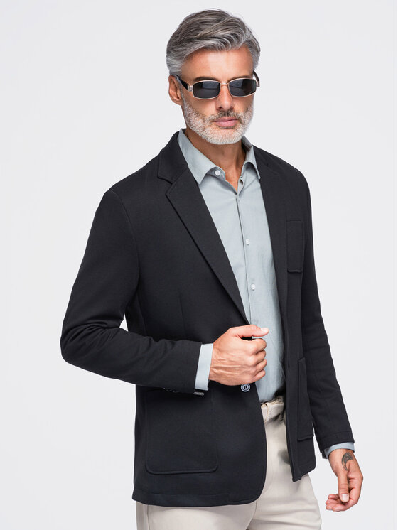 Ombre Ombre Marynarka M165 Czarny Slim Fit