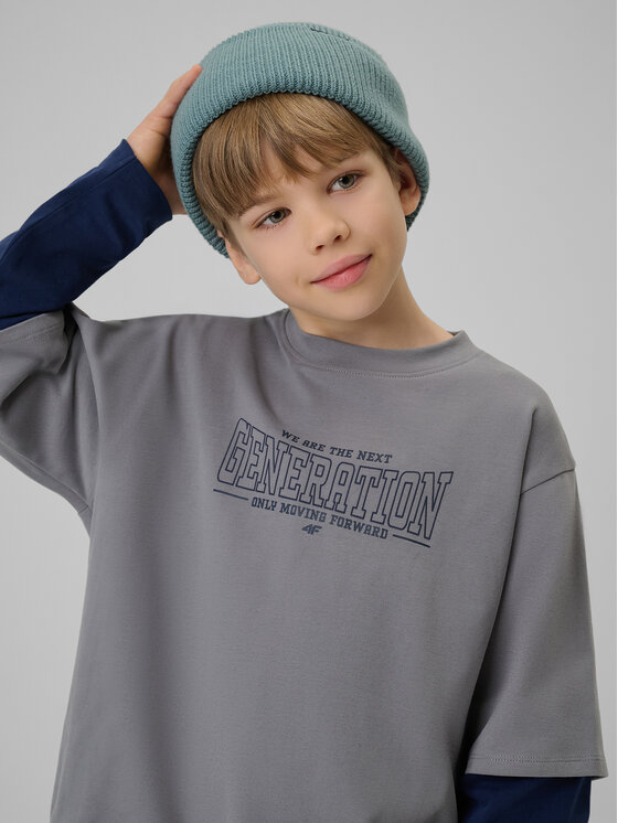 4F 4F Bluza CAMPUS VIBES Szary Loose Fit