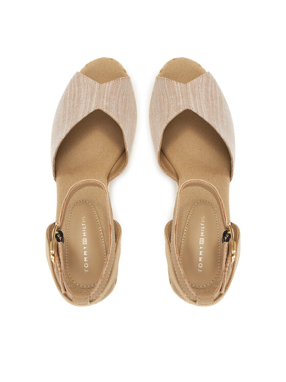Tommy Hilfiger Tommy Hilfiger Espadrilles Chambray High Wedge Espadrille FW0FW08588 Bézs