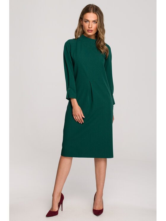 Stylove Stylove Koktejlové šaty S318 Zelená Regular Fit