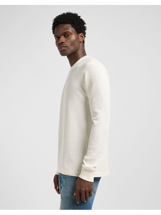Lee Lee T-Shirt LS WAFFLE Biały Regular Fit