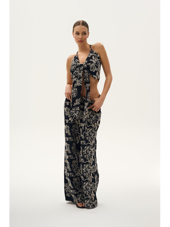 Komplet top i spodnie TRIPLES, Czarny, Capri Set Black