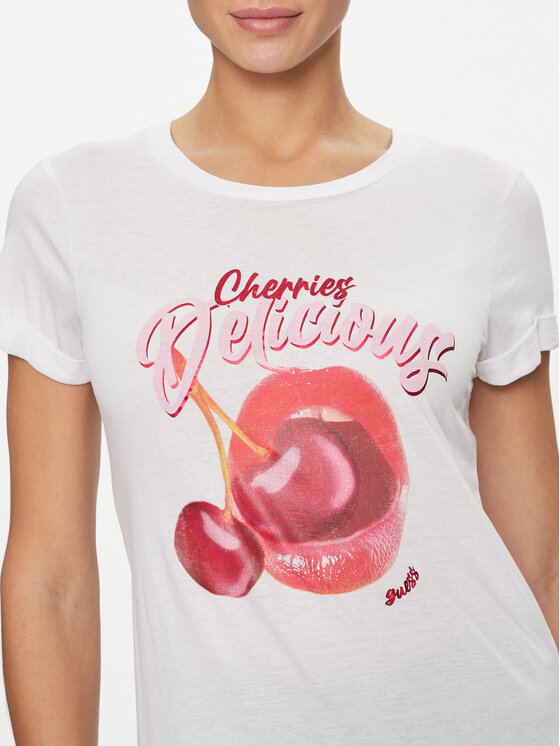 Guess Guess Тишърт Delicious Rol W4RI22 K9SN1 Бял Regular Fit