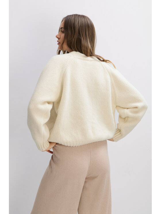 Fobya Fobya Kardigan F2117 Kremowy Basic Fit