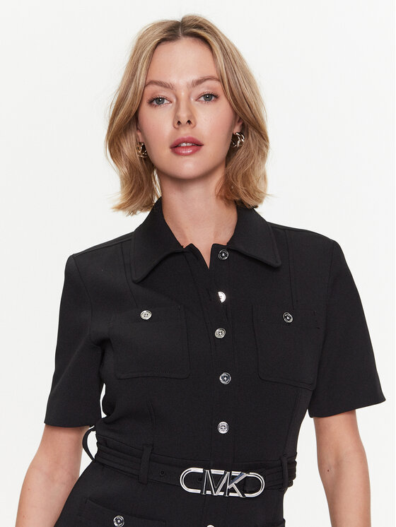 MICHAEL Michael Kors MICHAEL Michael Kors Φόρεμα πουκάμισο MR381GJ3GZ Μαύρο Regular Fit