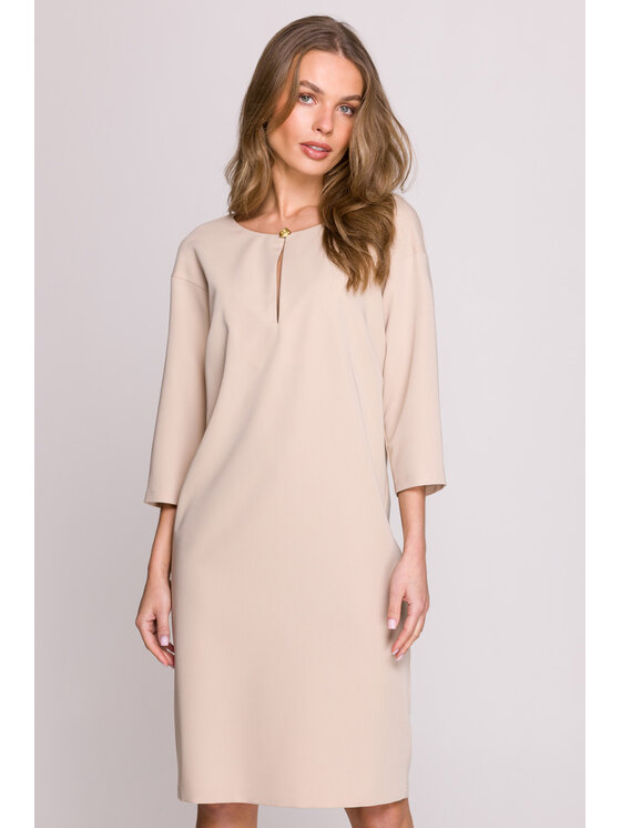 Stylove Stylove Sukienka wieczorowa S394 Beżowy Premium Fit