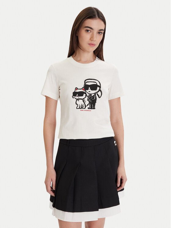 KARL LAGERFELD KARL LAGERFELD Tricou A1W17129 Écru Regular Fit