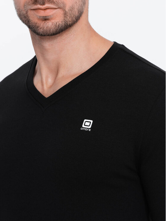 Ombre Ombre S dlouhým rukávem OM-LSCL-0110 Černá Regular Fit