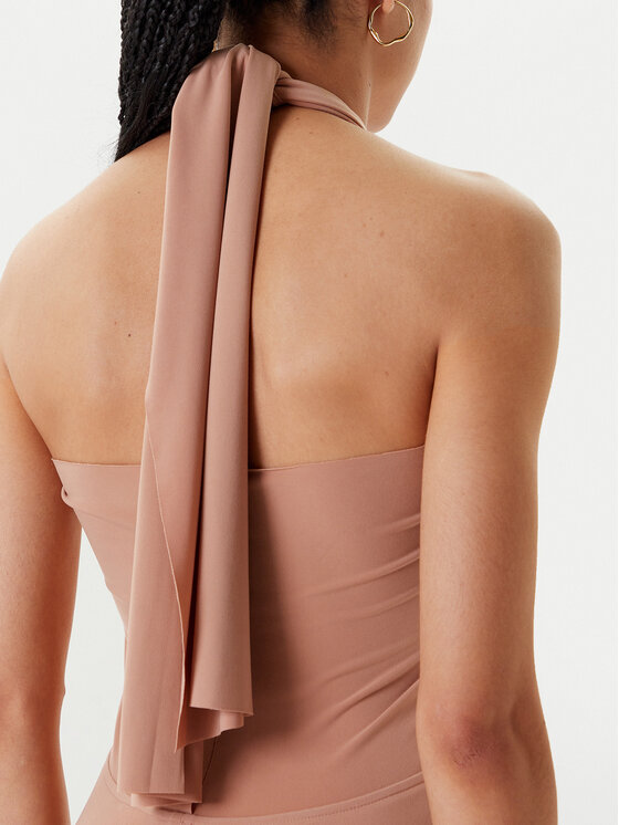 NORMA KAMALI NORMA KAMALI Sukienka koktajlowa KK1253PLO62833 Beżowy Slim Fit