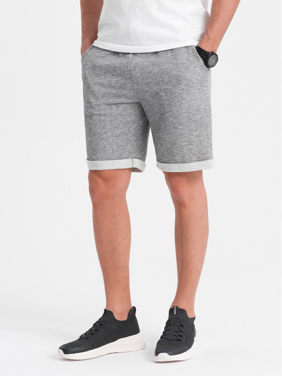 Ombre Ombre Šortky z materiálu OM-SRSK-0116 Šedá Loose Fit